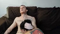 play Tatted Blonde's Wild Ride on a Sex Machine's Big Dick